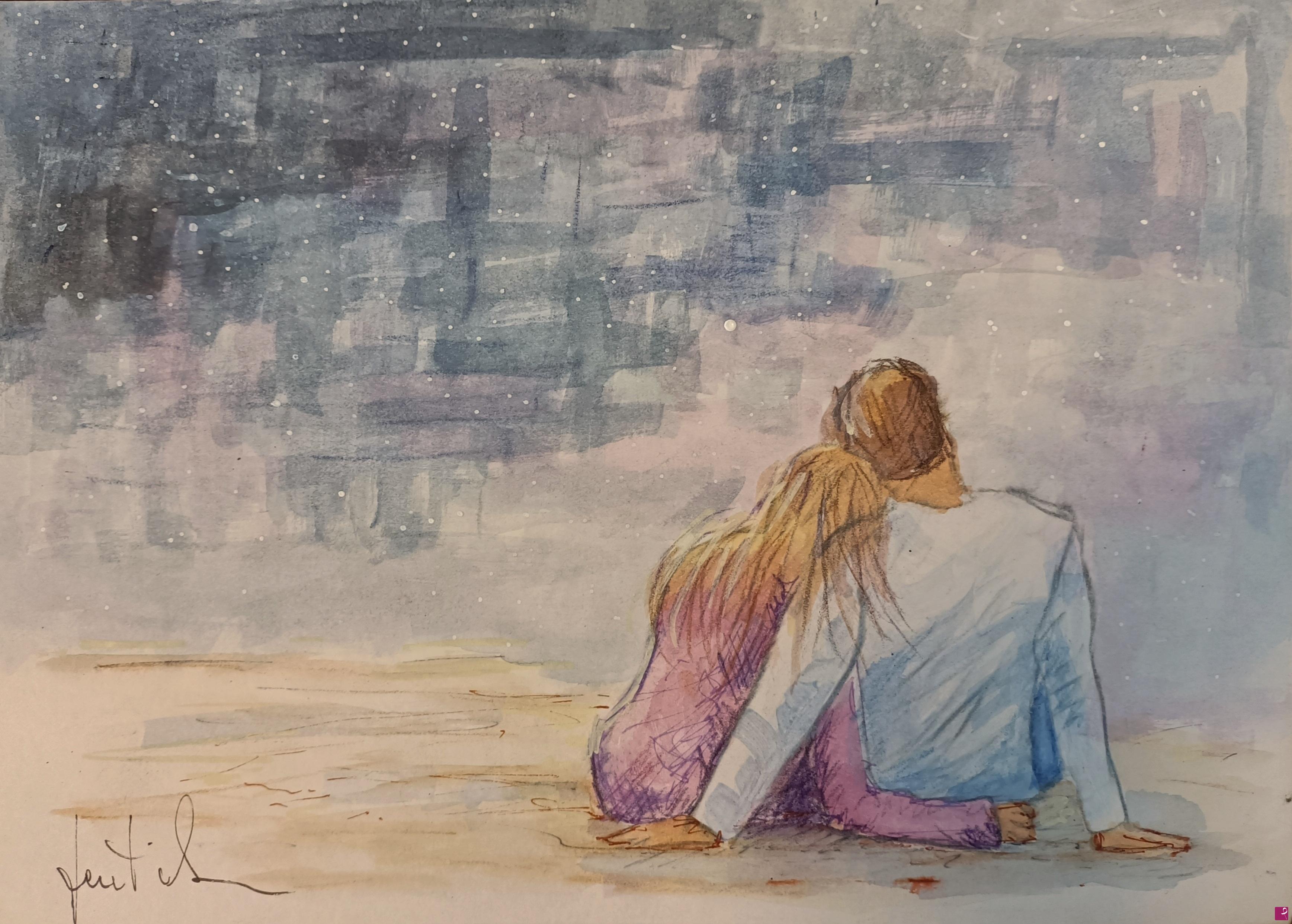 quadri in vendita online - serie acquerelli "starry night"