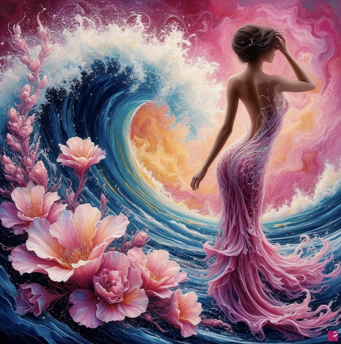 quadri in vendita online - Sexy women and ocean waves 