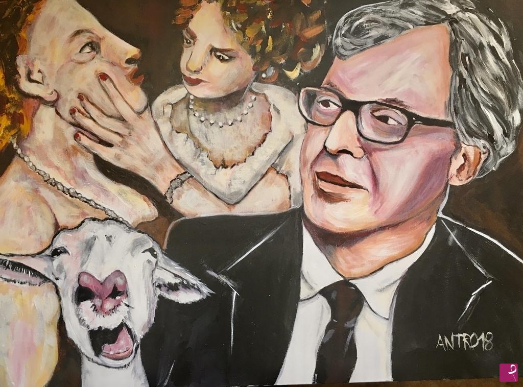 quadri in vendita online - Sgarbi e la capra