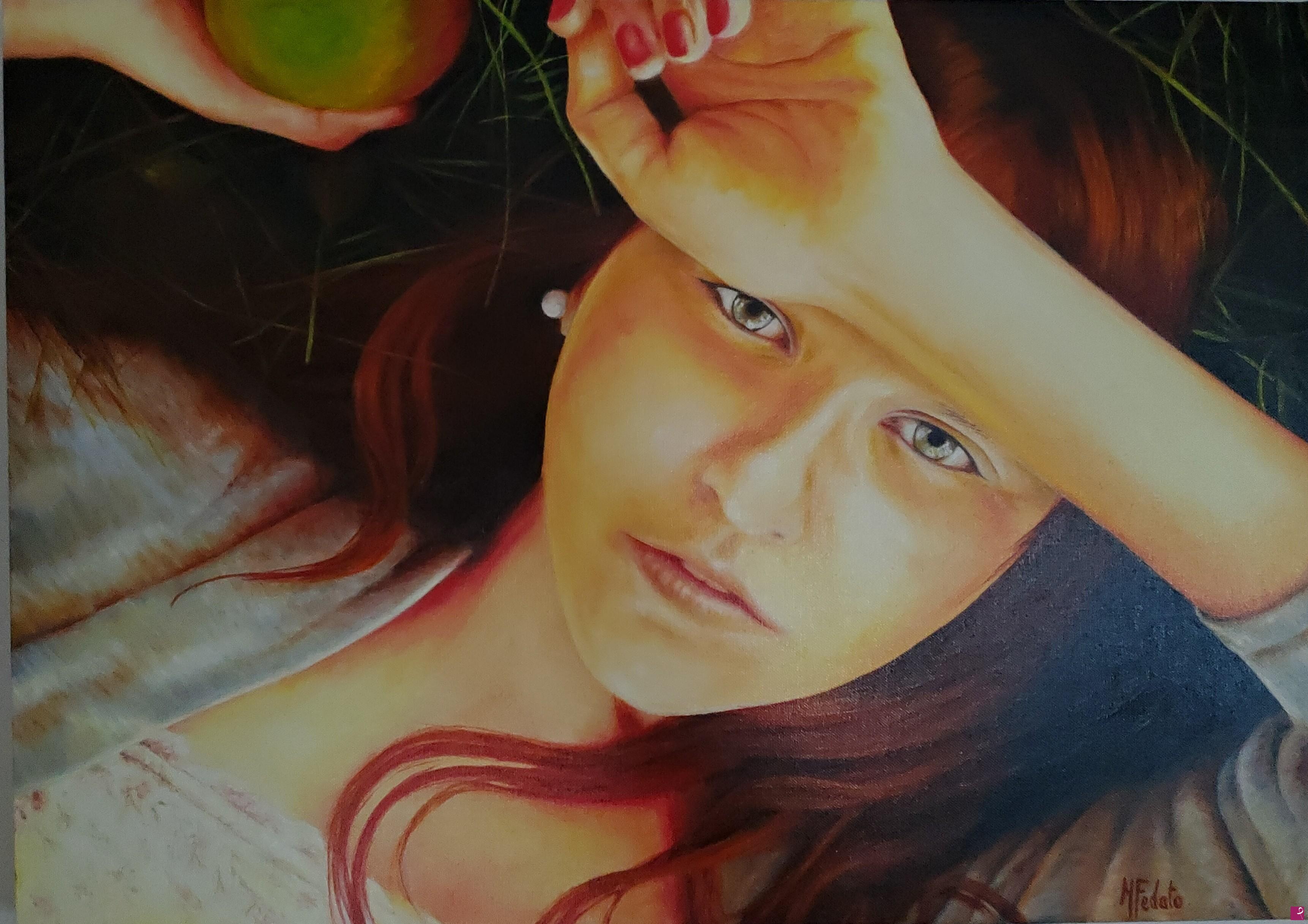 quadri in vendita online - Sguardo di donna al sole