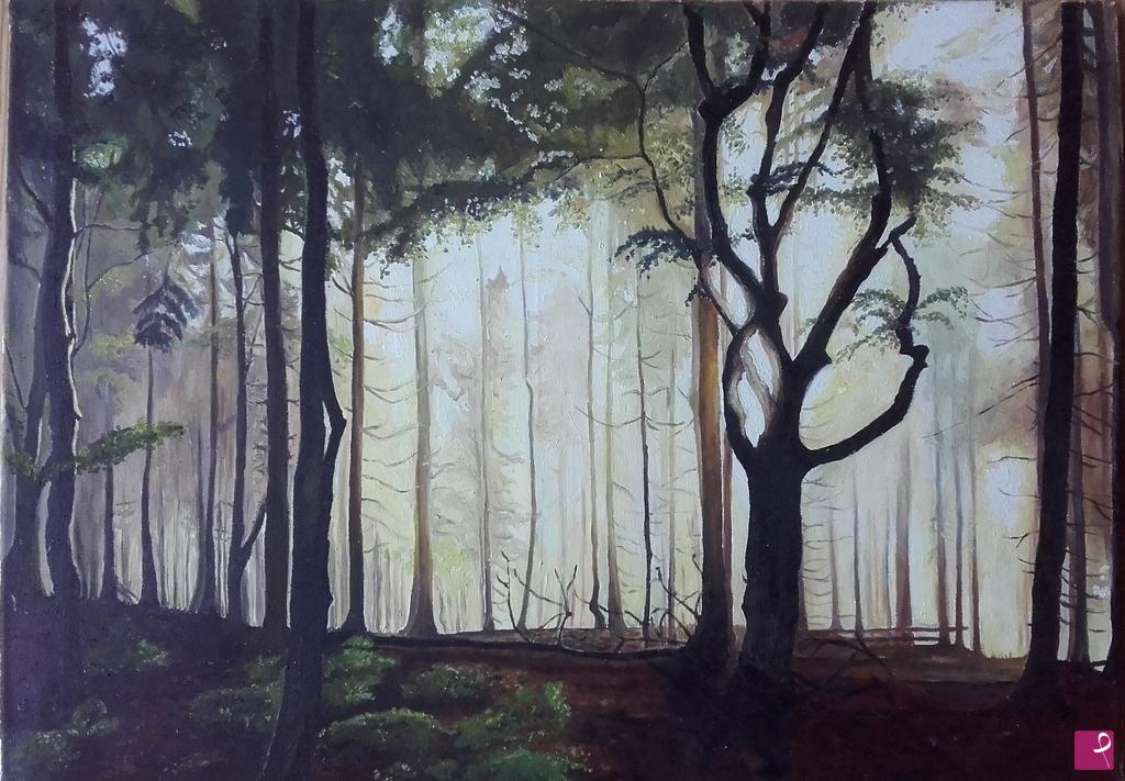 quadri in vendita online - Shadow  and tall trees