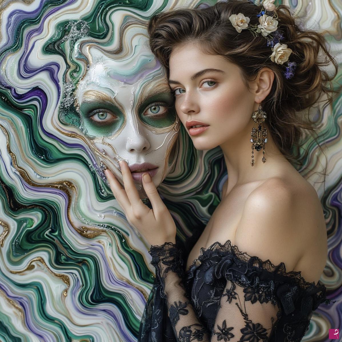 quadri in vendita online - She and her mask