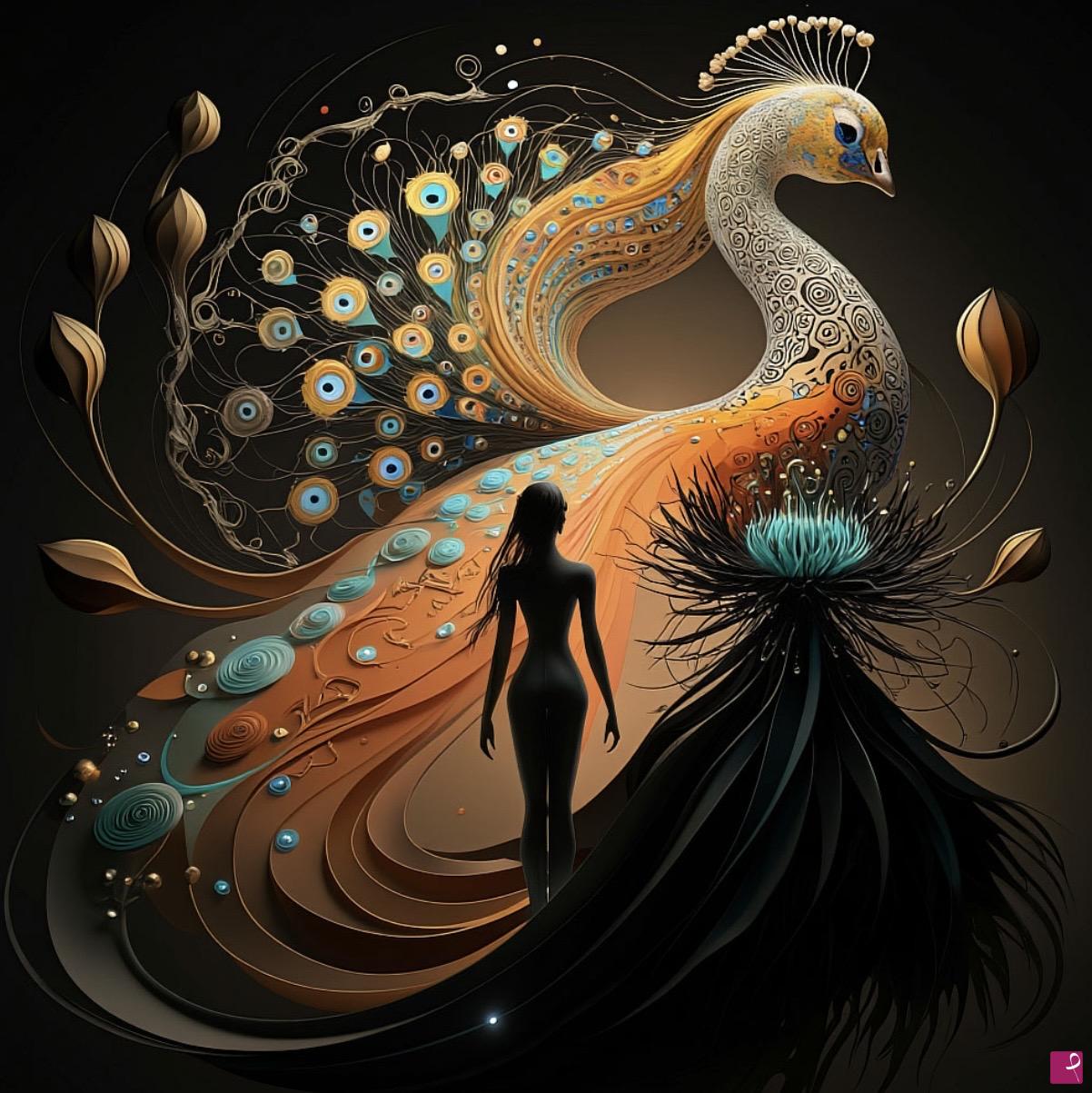 quadri in vendita online - She, flower, bird