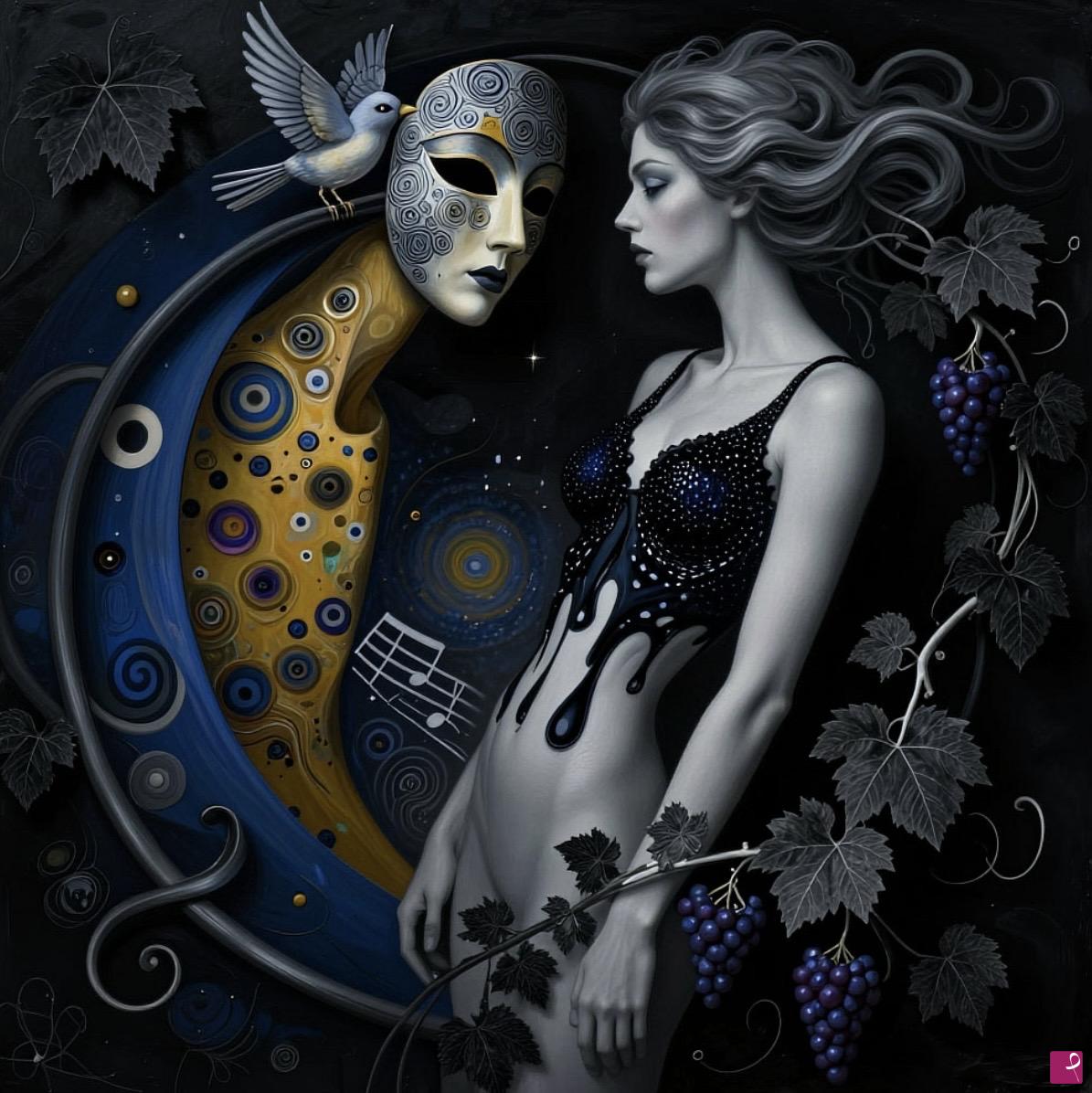 quadri in vendita online - She, mask, bird