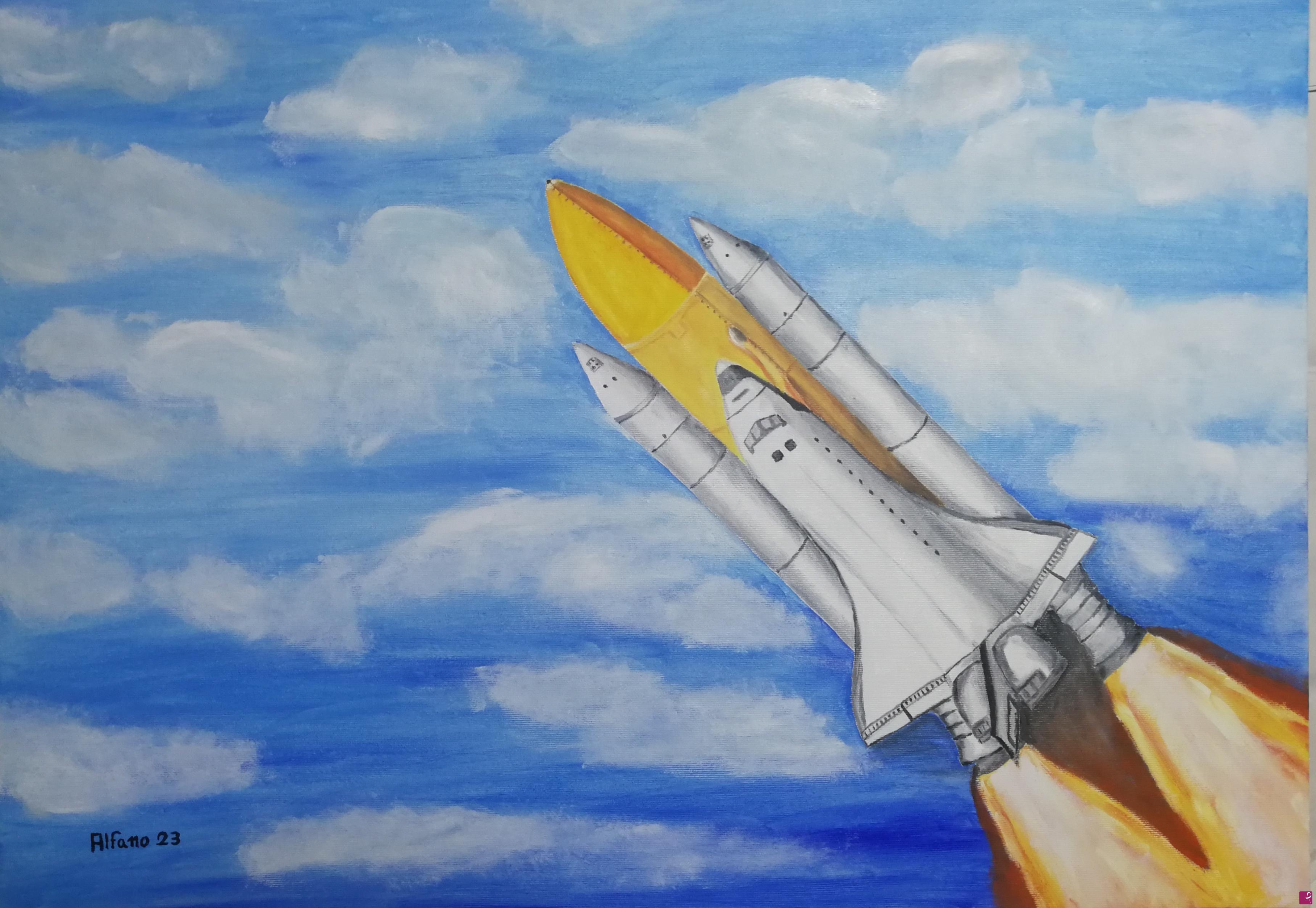 quadri in vendita online - Shuttle in volo