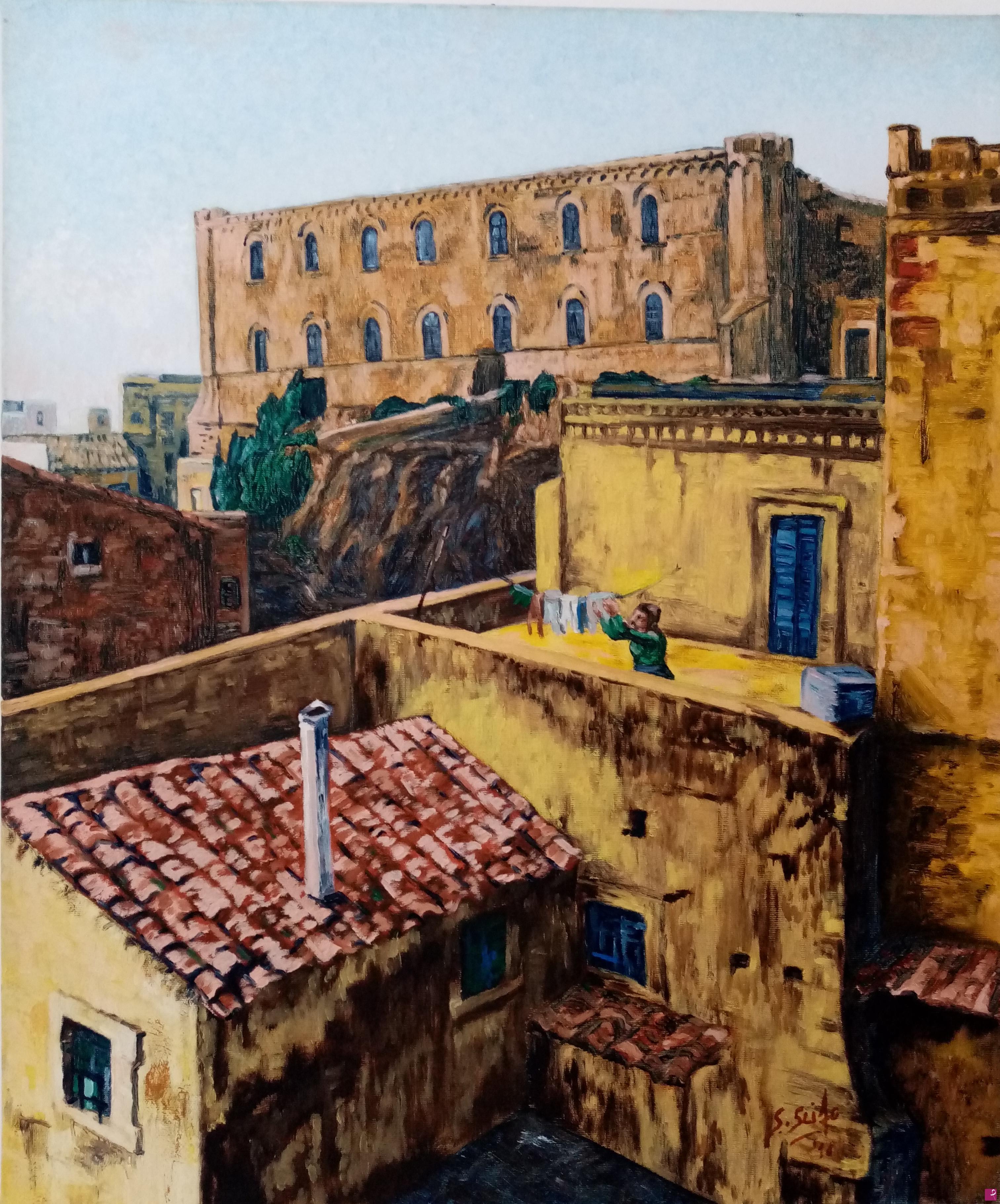 quadri in vendita online - Sicilia. Veduta del centro storico di Noto. 