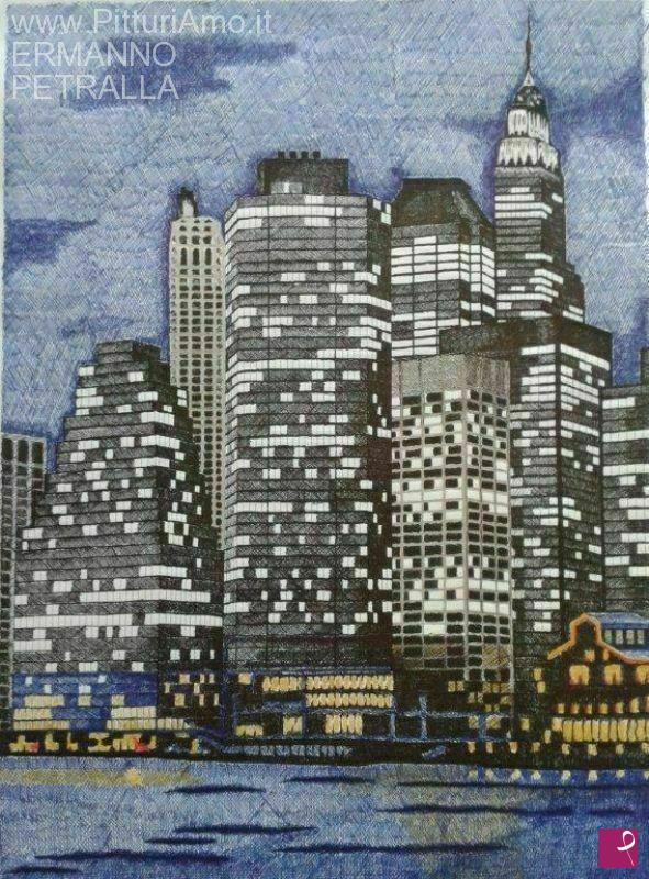 quadri in vendita online - silhouette of buildings 2