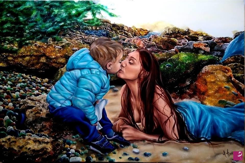 quadri in vendita online - Sirena, il bacio