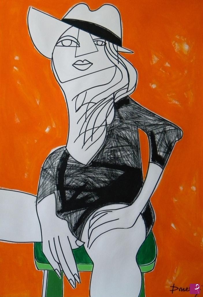 quadri in vendita online - Sitting girl