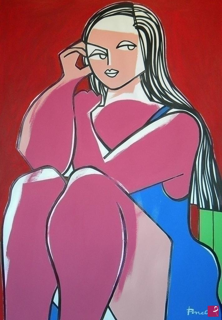 quadri in vendita online - Sitting girl