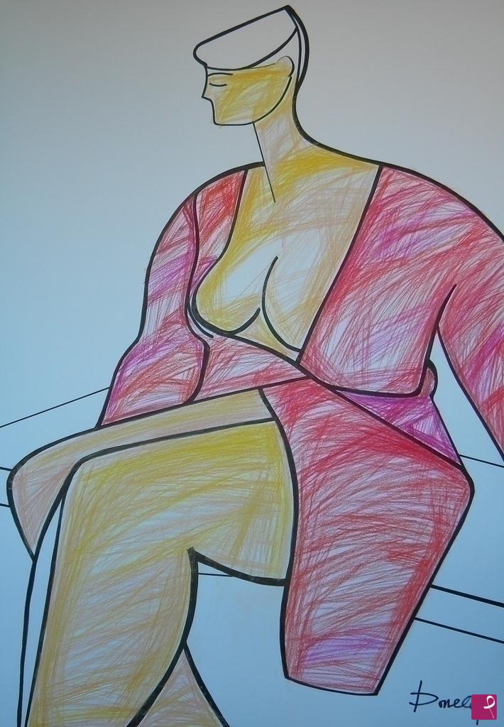 quadri in vendita online - Sitting girl