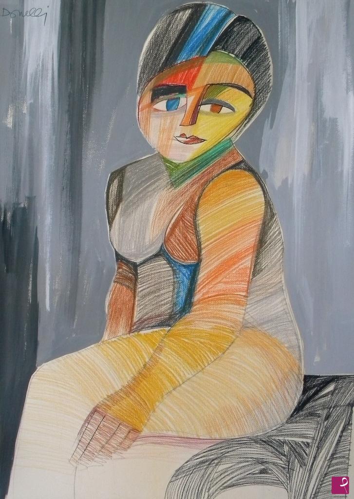 quadri in vendita online - Sitting girl 