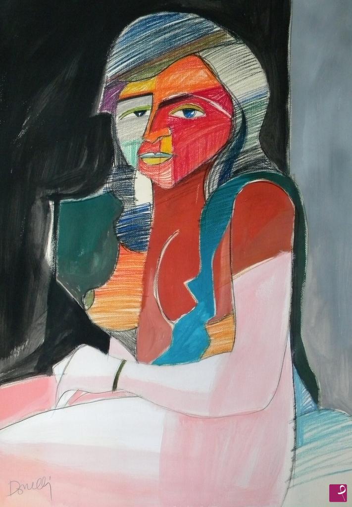 quadri in vendita online - Sitting girl
