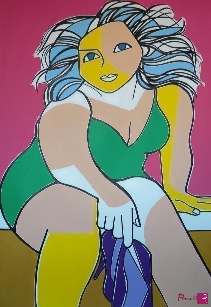 quadri in vendita online - Sitting girl