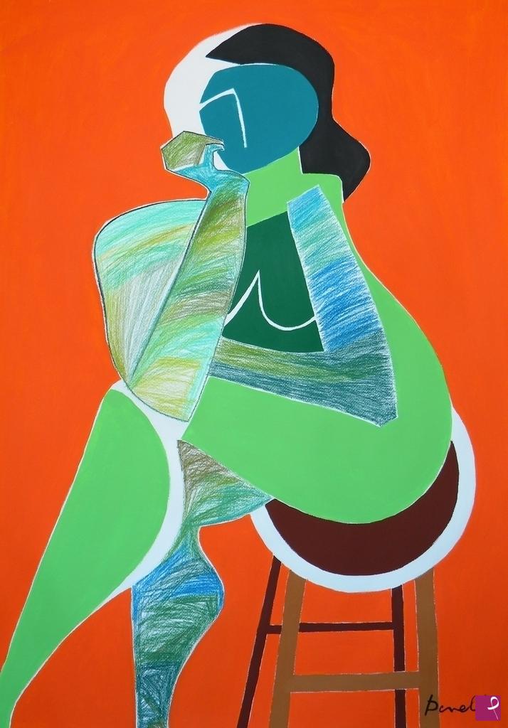quadri in vendita online - Sitting woman