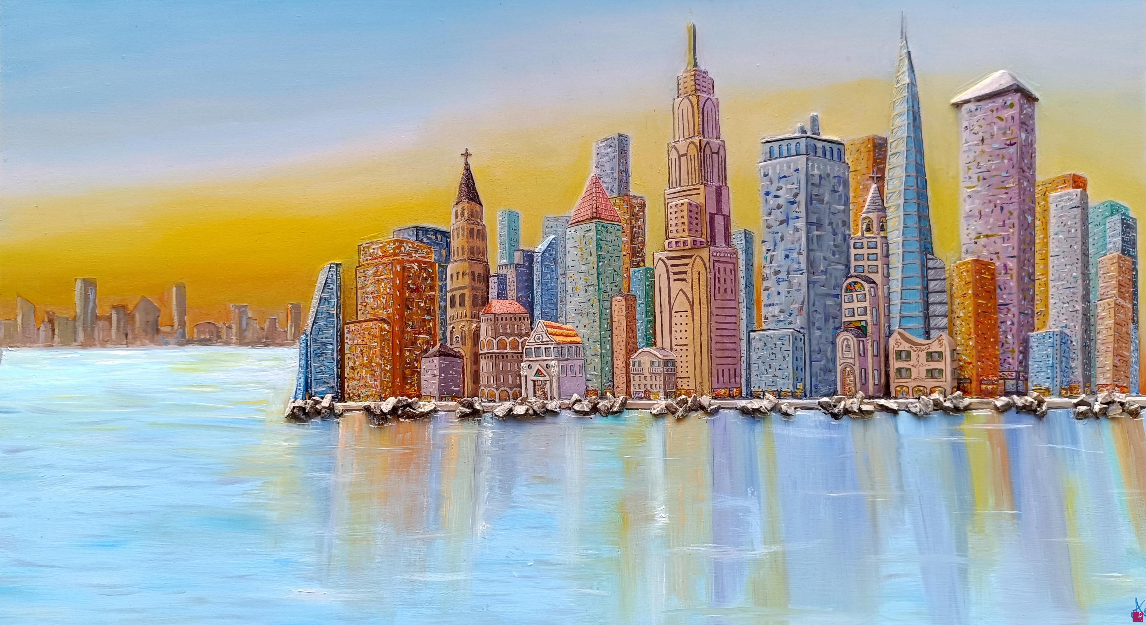 quadri in vendita online - Skyline di città astratta 3D