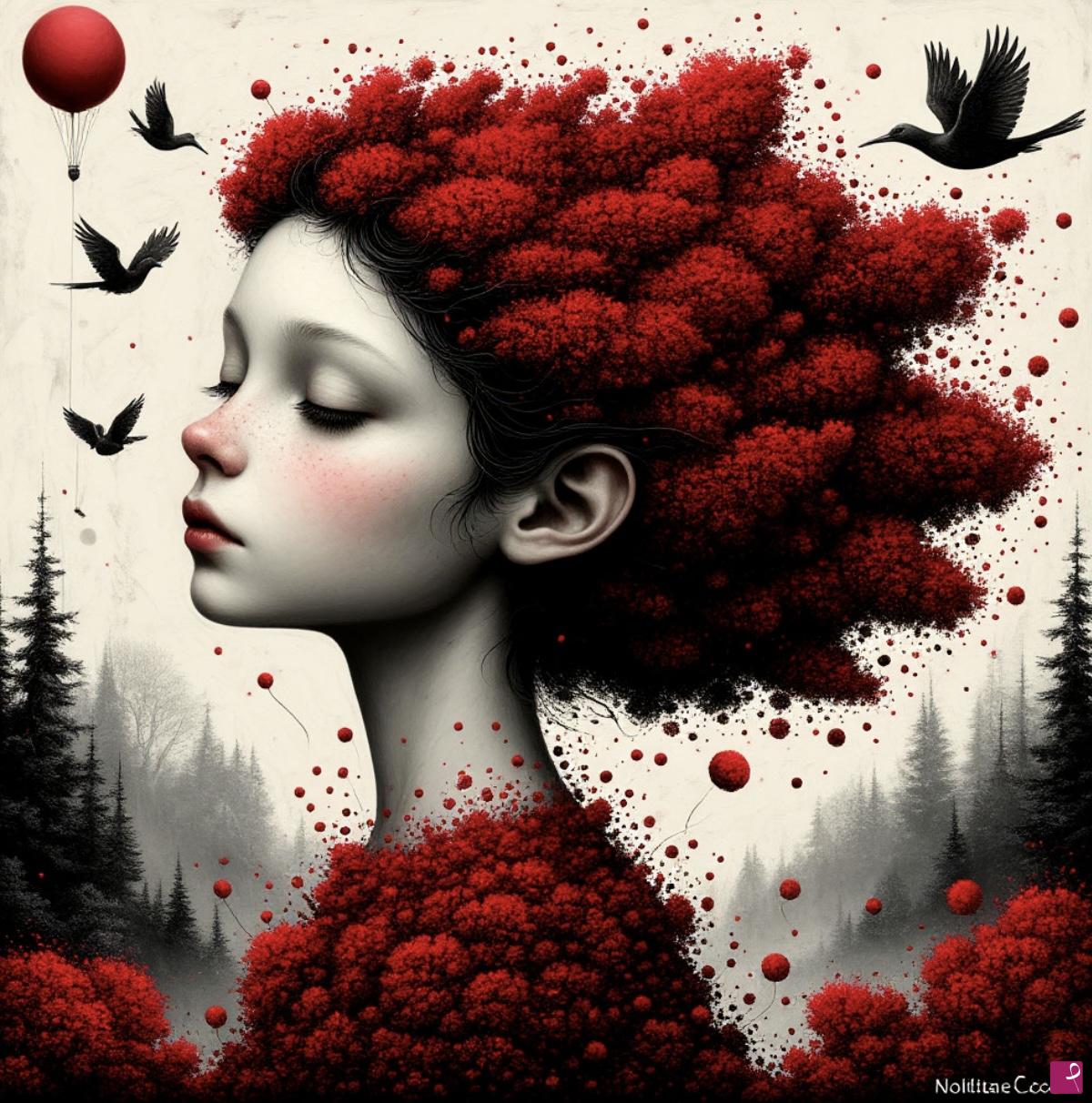 quadri in vendita online - Small girl in forest 