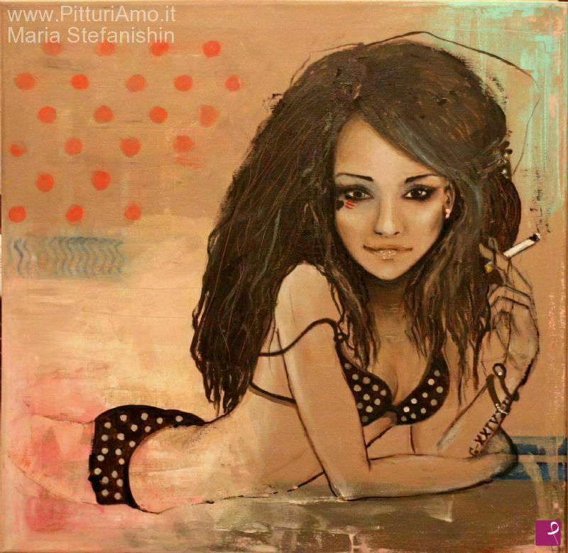 quadri in vendita online - smoking girl