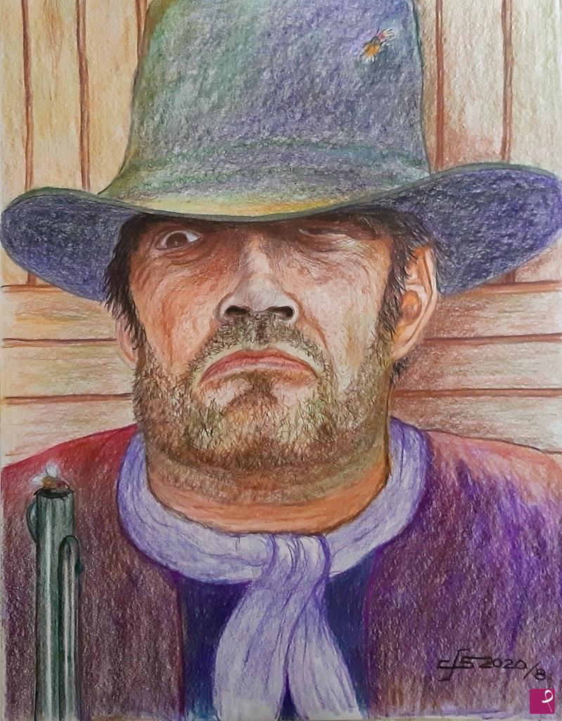 quadri in vendita online - Snaky un bandito con lo sguardo ipnotico