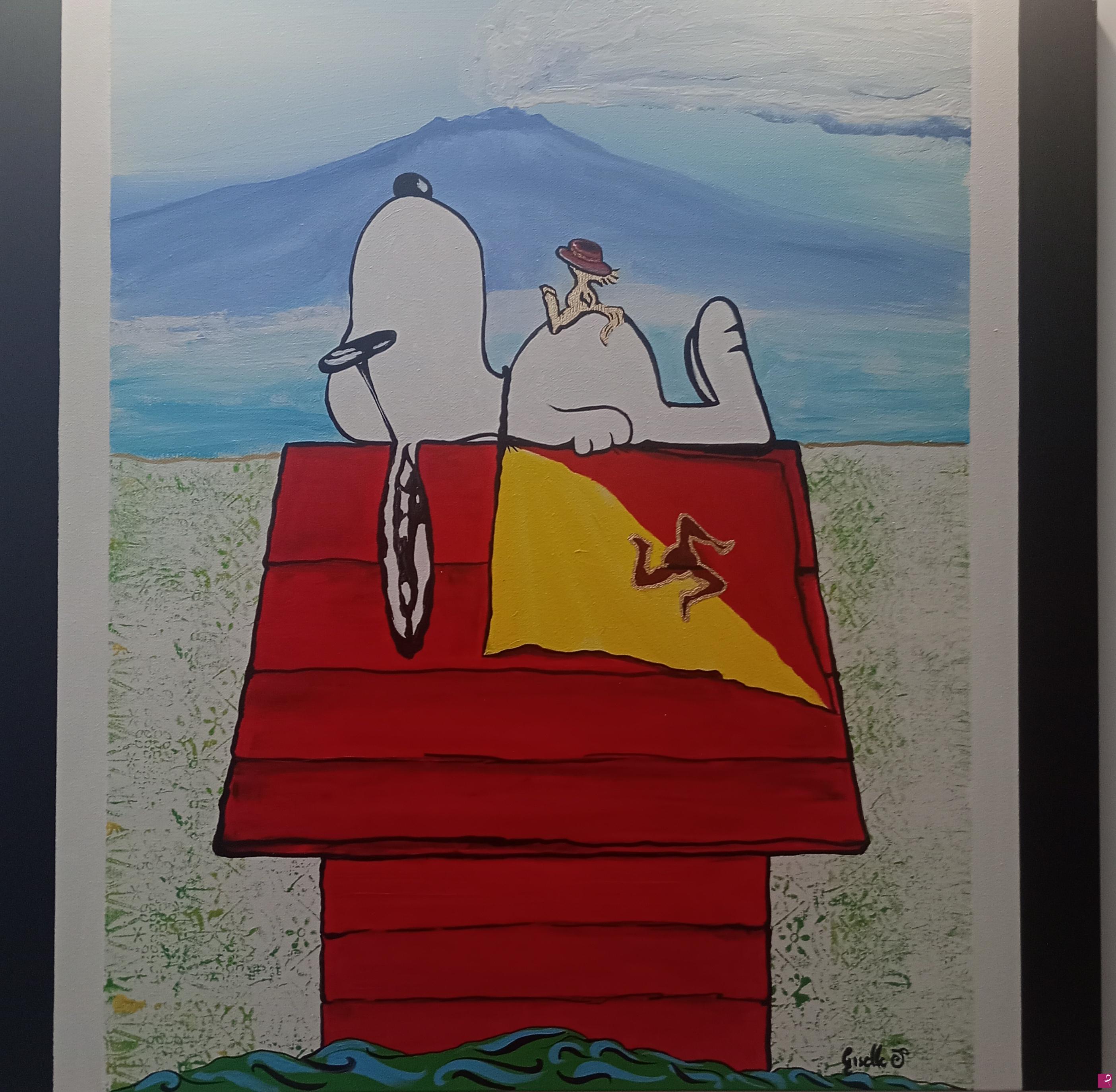 quadri in vendita online - Snoopy e woodstock, eroi siciliani 