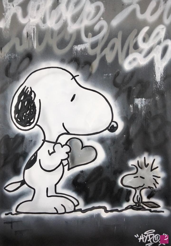quadri in vendita online - Snoopy & Woodstock - Take care / Black & White 