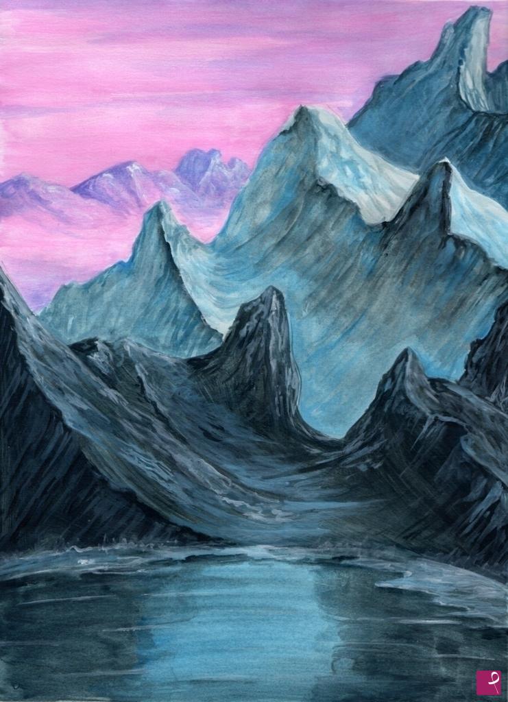 quadri in vendita online - Snow capped mountains