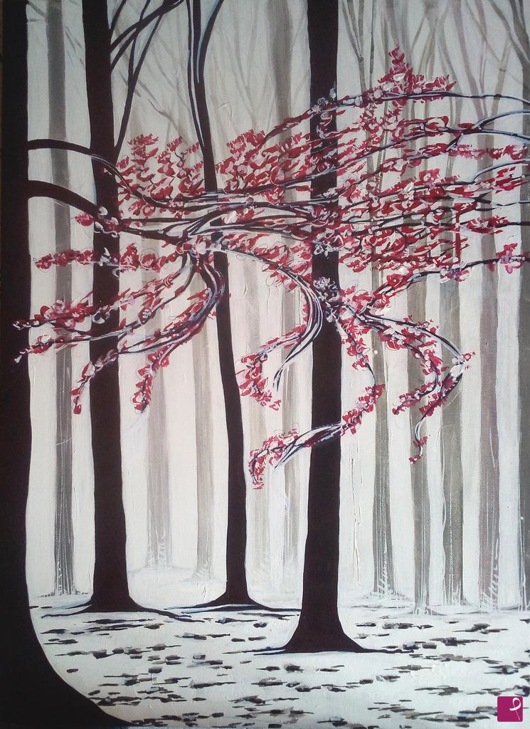 quadri in vendita online - Snowfall in springtime