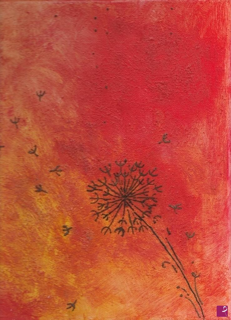 quadri in vendita online - soffione arancio 25x30