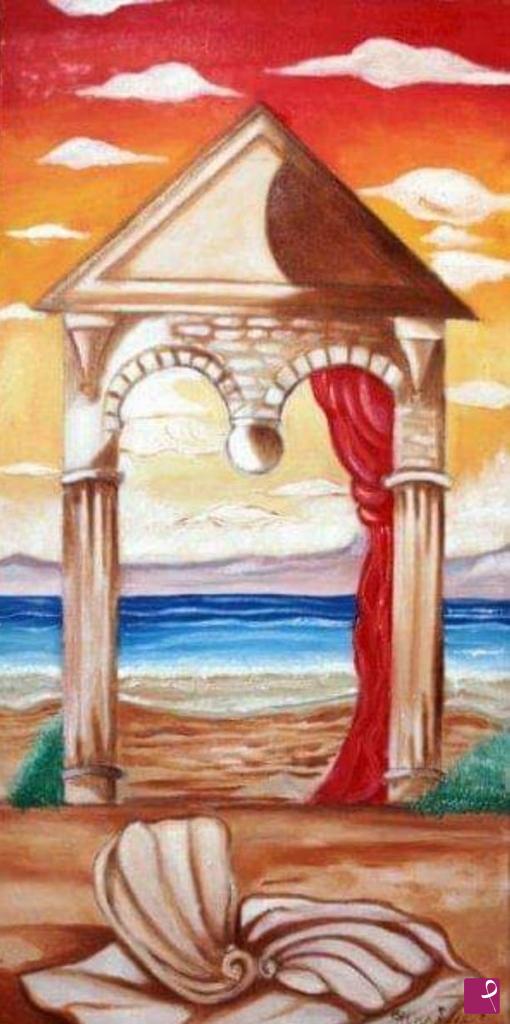quadri in vendita online - Sogno metafisico di due conchiglie in riva al mare (gli innamorati )
