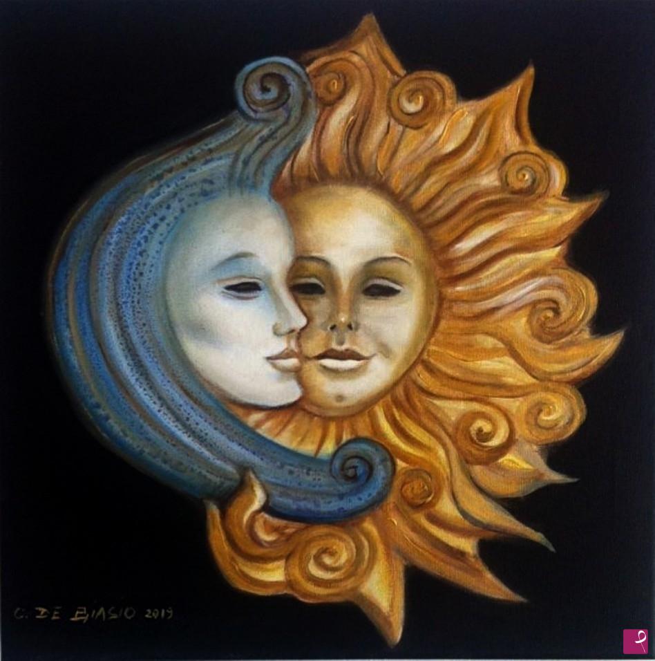 Quadro Sole e Luna in bianco e nero