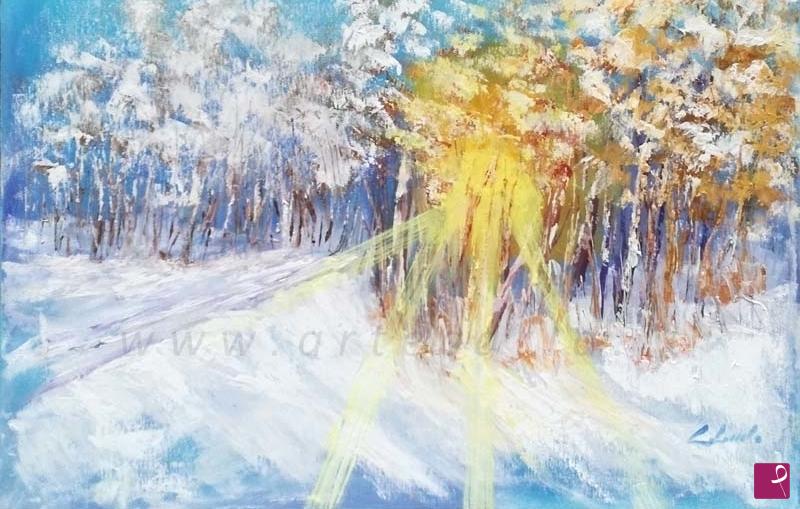 quadri in vendita online - Sole e neve.... caldamente in un abbraccio 