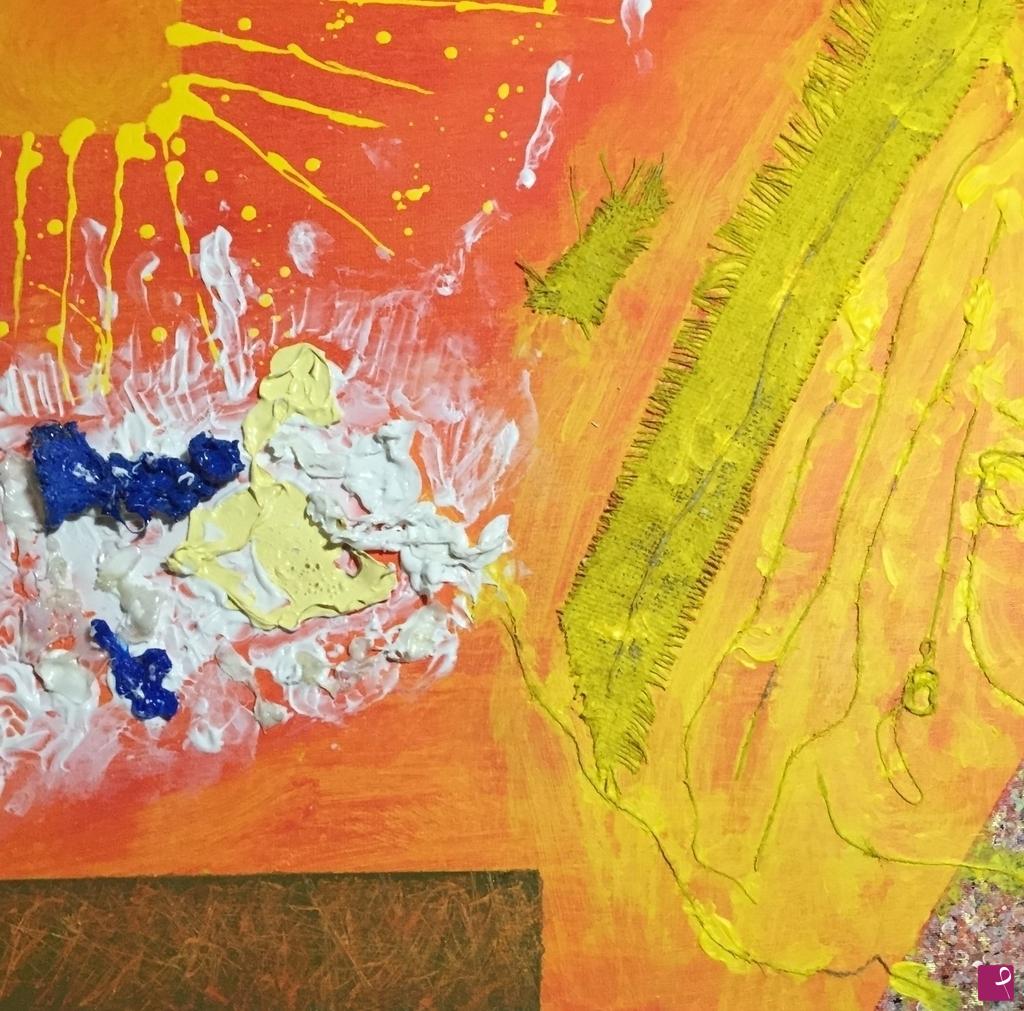 quadri in vendita online - "Sole, nuvole, terra arsa, grano, fiori" - "Sun, clouds, parched earth, wheat, flowers"