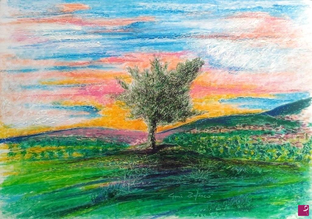 quadri in vendita online - "Solitary Olive Tree". 