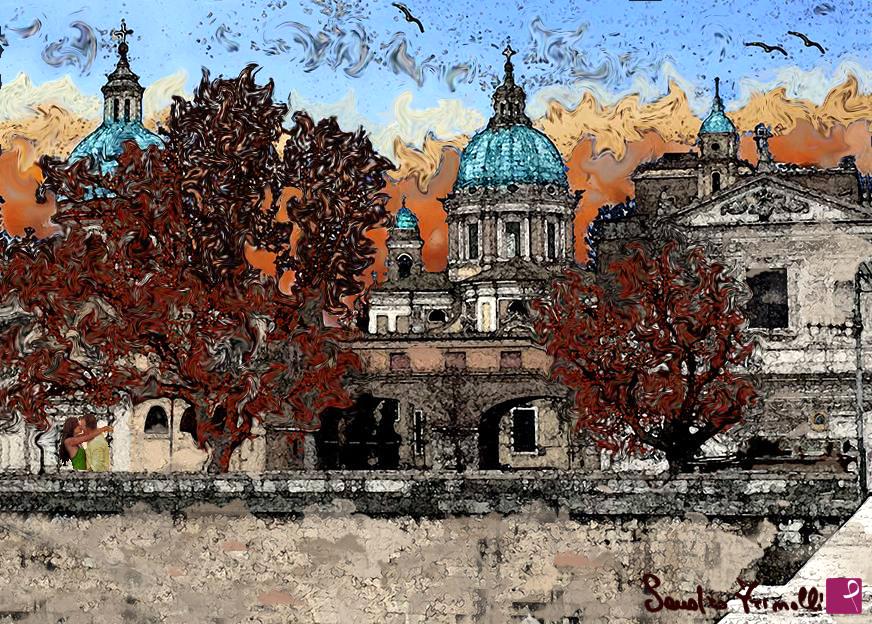 quadri in vendita online - Sotto il cielo di Roma