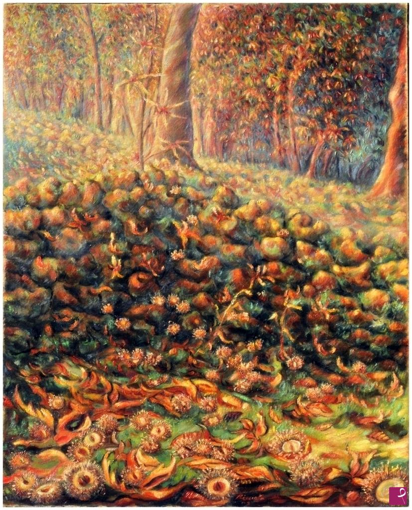 quadri in vendita online - Sottobosco-di castagni.