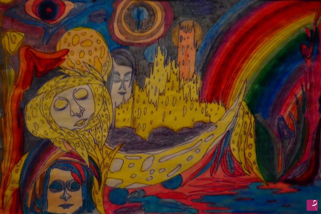 quadri in vendita online - SPACE RAINBOW WITH STRANGE ASTRAL WOMAN