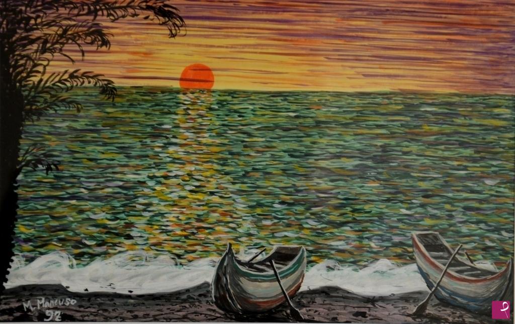 quadri in vendita online - SPIAGGIA ALL'ALBA