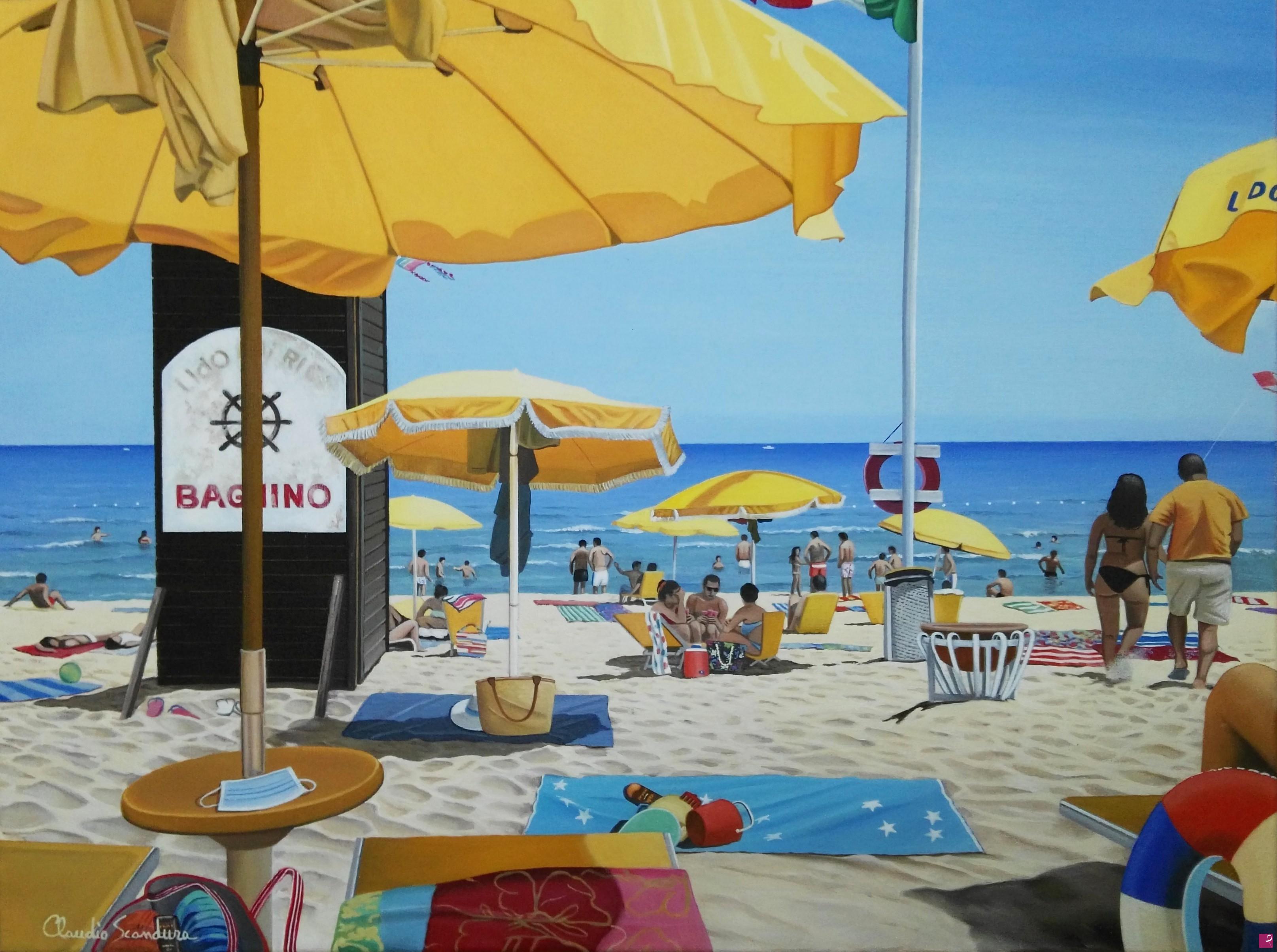 quadri in vendita online - Spiaggia d'agosto