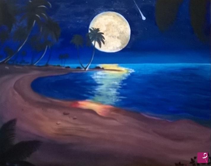 quadri in vendita online - Spiaggia di notte