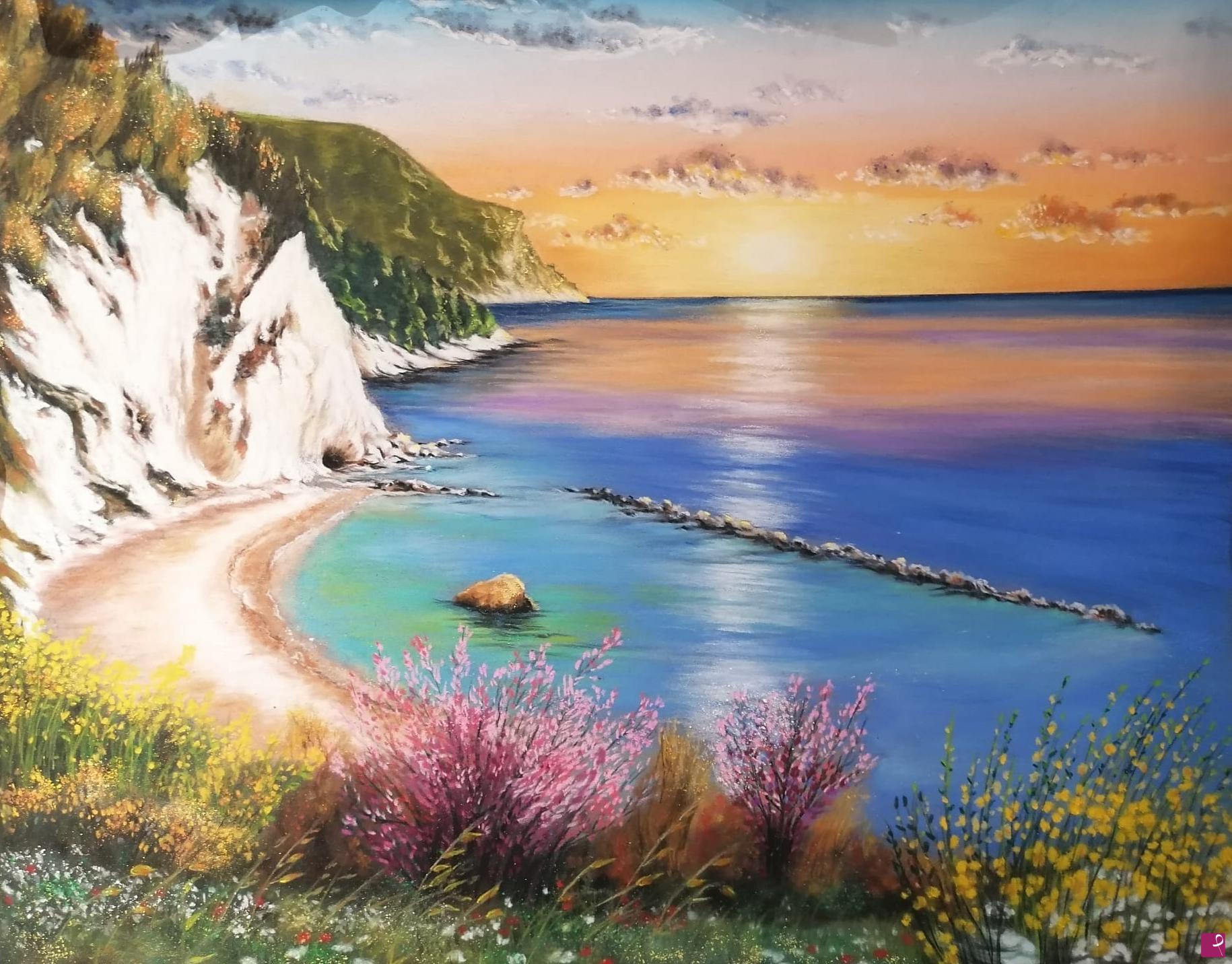quadri in vendita online - Spiaggia e fiori