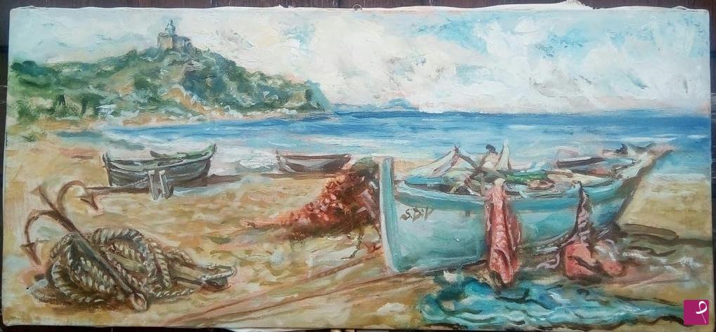 quadri in vendita online -  Spiaggia Falcone. Vista su Tindari