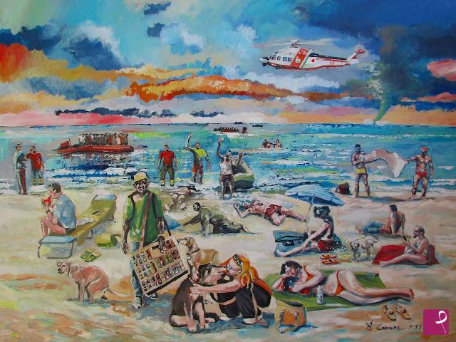 quadri in vendita online - Spiaggia libera, novembre 2015.