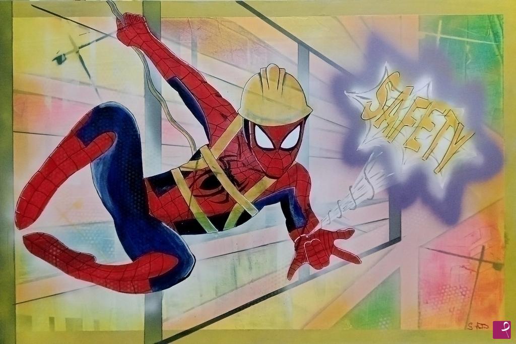 quadri in vendita online - Spiderman e la sicurezza sul lavoro.