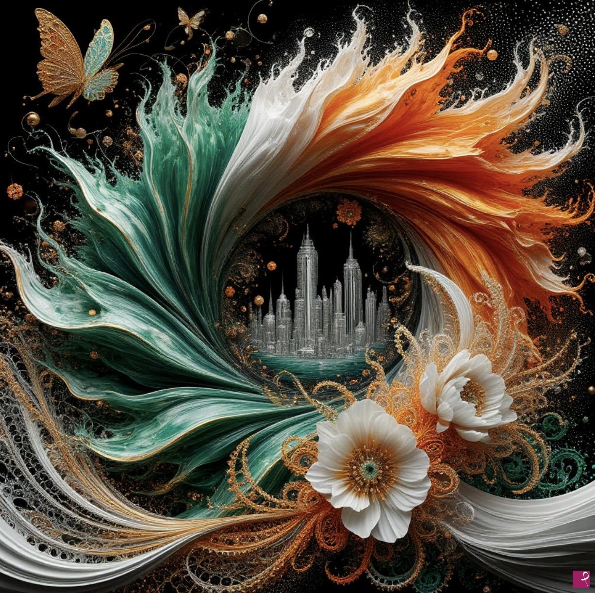 quadri in vendita online - Spiral flower wheel