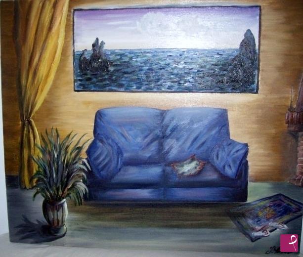 quadri in vendita online - Stanza con quadro-finestra