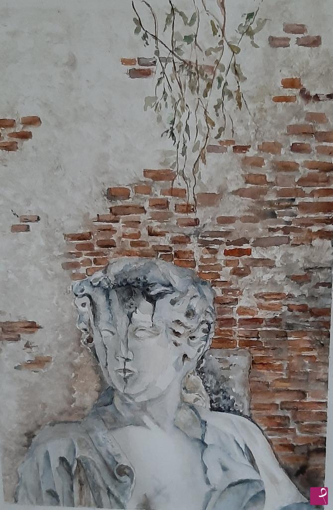 quadri in vendita online - Statua  del cortile del teatro Olimpico di Vicenza