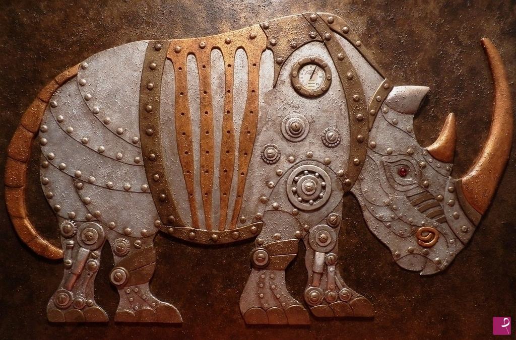quadri in vendita online - Steampunk Rhino