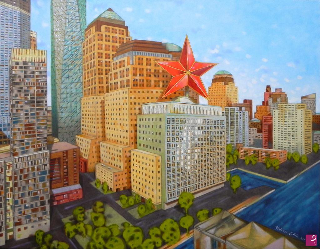 quadri in vendita online - Stella rossa a New York