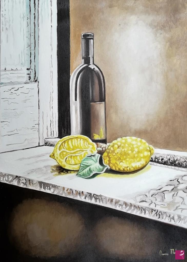 quadri in vendita online - Still life  natura morta con Limoni.