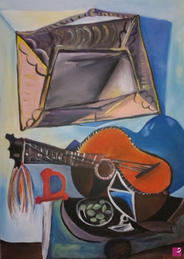 quadri in vendita online - still life with guitar-copia d'autore